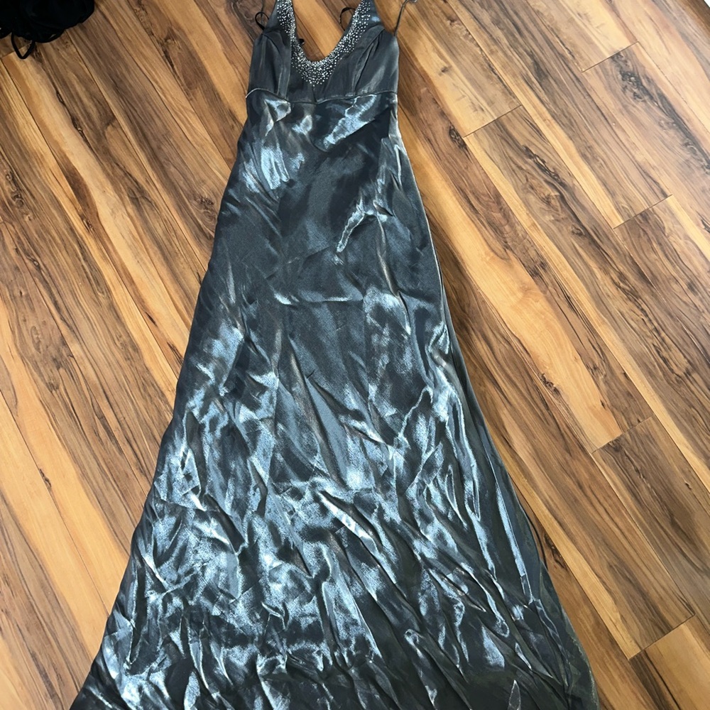 Blondie Nites Shimmering Silver Maxi Dress